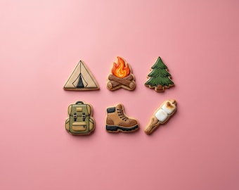 Camping Cookie Cutters | Tent, Campfire, Tree, Backpack, Boot, Marshmallow Set