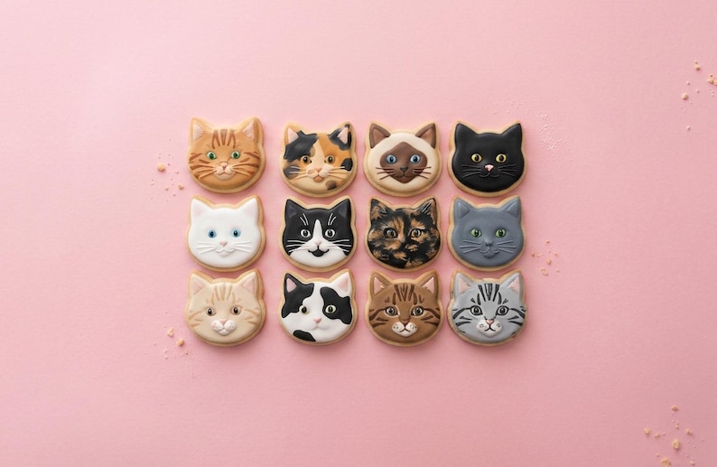 Cortador de galletas con forma de cara de gato / 2" 3" 4" Solo contorno Herramienta de repostería impresa en 3D imagen 1