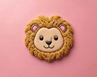 Cute Lion Cookie Cutter | Kawaii Jungle Safari Animal Face Stamp | Wild One Birthday Party | 3 or 4 Inch