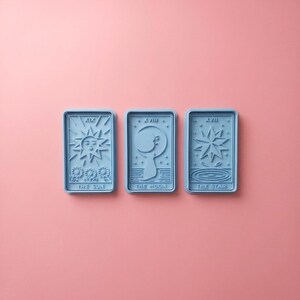 Celestial Tarot Cookie Cutter Set | The Sun Moon Star 3 Piece | Major Arcana Stamp Embosser | 3.5 Inch Witchy Celestial Baking Gift