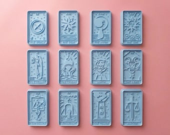 Tarot Card Cookie Cutter Set | 12 Piece Major Arcana Stamp & Embosser | 3.5" Witchy Celestial Baking Gift | Polymer Clay Cutter Set