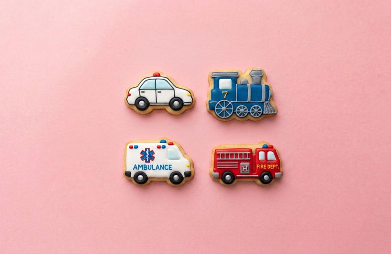 Target Vehicle Cookies Rescue Vehicle Cookie Cutter Set | Emergency Trucks Train | White PLA ...
