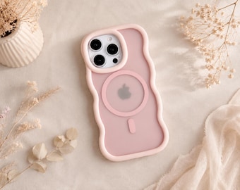 Curly Wave MagSafe iPhone Case – Matte Frosted Magnetic Phone Cover for iPhone 17 16 15 14 13 12 Pro Max