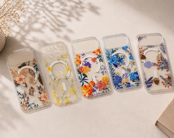 Transparent Floral iPhone 17 Case, Magnetic MagSafe Phone Case, Colorful Watercolor Daisy Clear Case, iPhone 17 Pro Max, 17 Air Cover