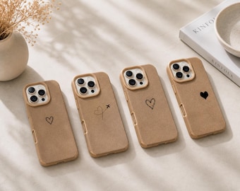 Airplane Heart Phone Case, Travel Lover Gift, Minimalist Love Route Design, Faux Leather iPhone Case 17 16 15 14 13 12 11 Pro Max Plus