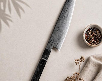 Kiritsuke-mes Damascus staal 8 inch – Japans koksmes, ultrascherp keukenmes, handvat van koolstofvezel, cadeau voor chef-kok