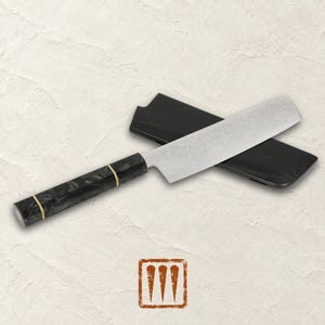 Kyōrai Nakiri-kniv – 67-lagers damaskusstål, kolfiberhandtag (20 cm blad)