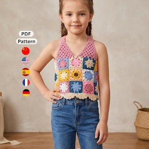 Top all'uncinetto "Grandma Square" per bambina / Canotta estiva in formato PDF (download digitale)
