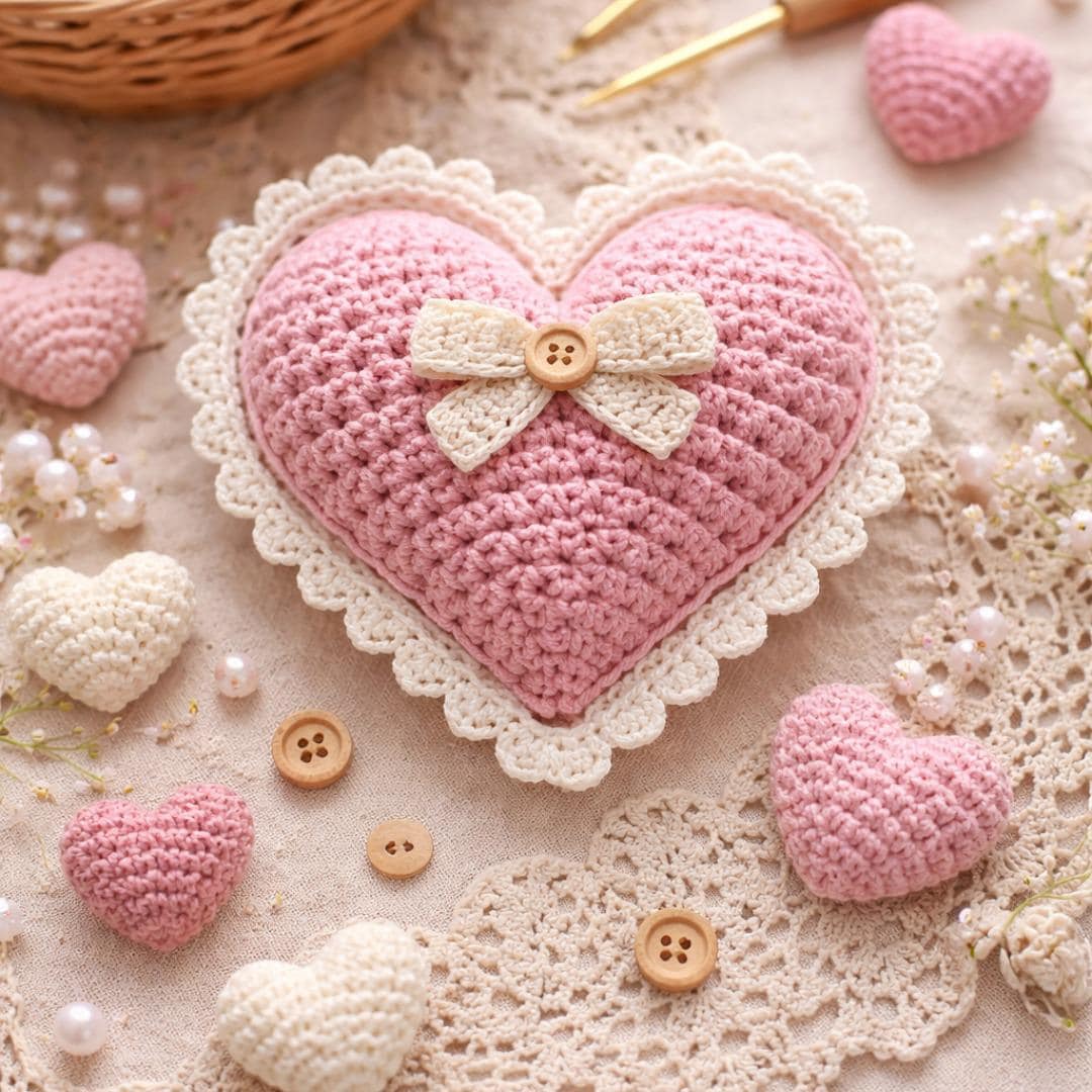 Pink Heart Pillow Lace - Etsy