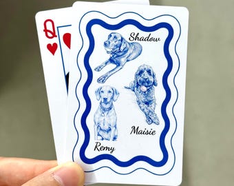 Custom Pet Portrait Playing Cards, Personalized Dog Poker Cards, Pet Lover Gift, Memorial Gift, Birthday Gift