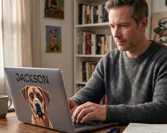 Funda personalizada para MacBook con retrato de mascota, funda personalizada para portátil con diseño de perro, MacBook Air Pro de 13, 14, 15 y 16 pulgadas, funda personalizada para portátil con nombre de mascota. Regalo ideal.