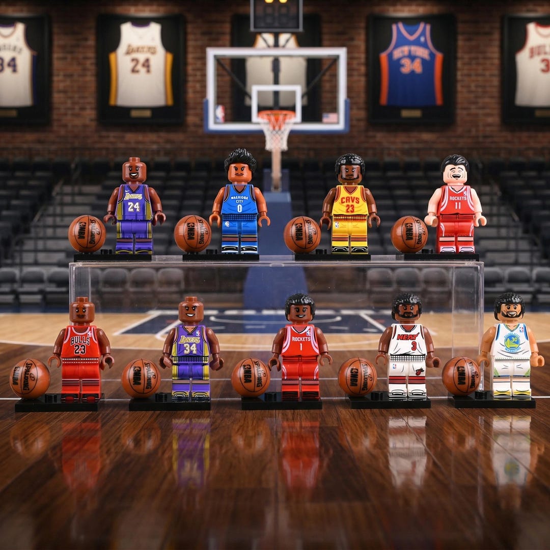 9 NBA Legends Minifigure Set, Kobe Bryant Michael Jordan Lebron James ...