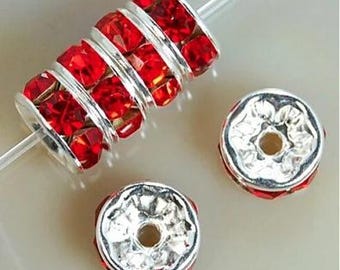 Handmade Rhinestone Rondelle Spacer Beads, Crystal Metal Beads for Jewelry Making, DIY Bracelet Necklace Earrings Craft Supplies