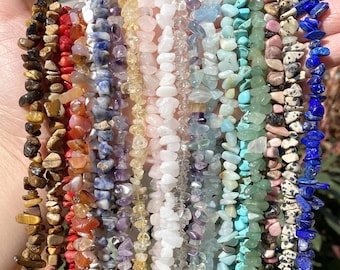 Handmade Natural Chip Stone Beads for Jewelry Making, Irregular Gemstone Gravel Beads, DIY Bracelet Necklace Craft Supplies 16 Inch