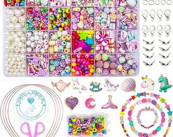 Handmade Bracelet Making Kit, DIY Jewelry Craft Kit, Friendship Bracelet Set, Colorful Beads Kit, Kids Craft Gift, Necklace Kit