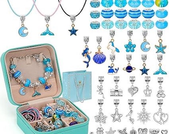 Handmade Charm Bracelet Making Kit DIY Jewelry Craft Set Beads Charms Necklace Bracelet Kit Gift for Girls Kids