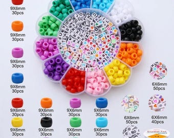 Handmade Pony Bead Bracelet Making Kit, 500PCS Colorful Beads Set, Letter Beads and Elastic Cord, DIY Jewelry Craft Kit for Kids and Adults