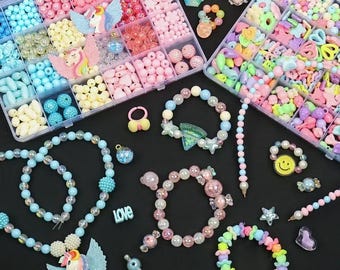 Handmade DIY Polymer Clay Beads Jewelry Making Kit, Bracelet Necklace Craft Set, Bead Kit for Girls, Earrings Making Supplies