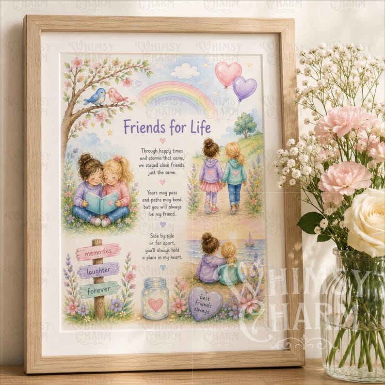 Sentimental Drawing Friend Friendship Poem Printable, Friend Quotes Poetry Clipart, Friends for ...