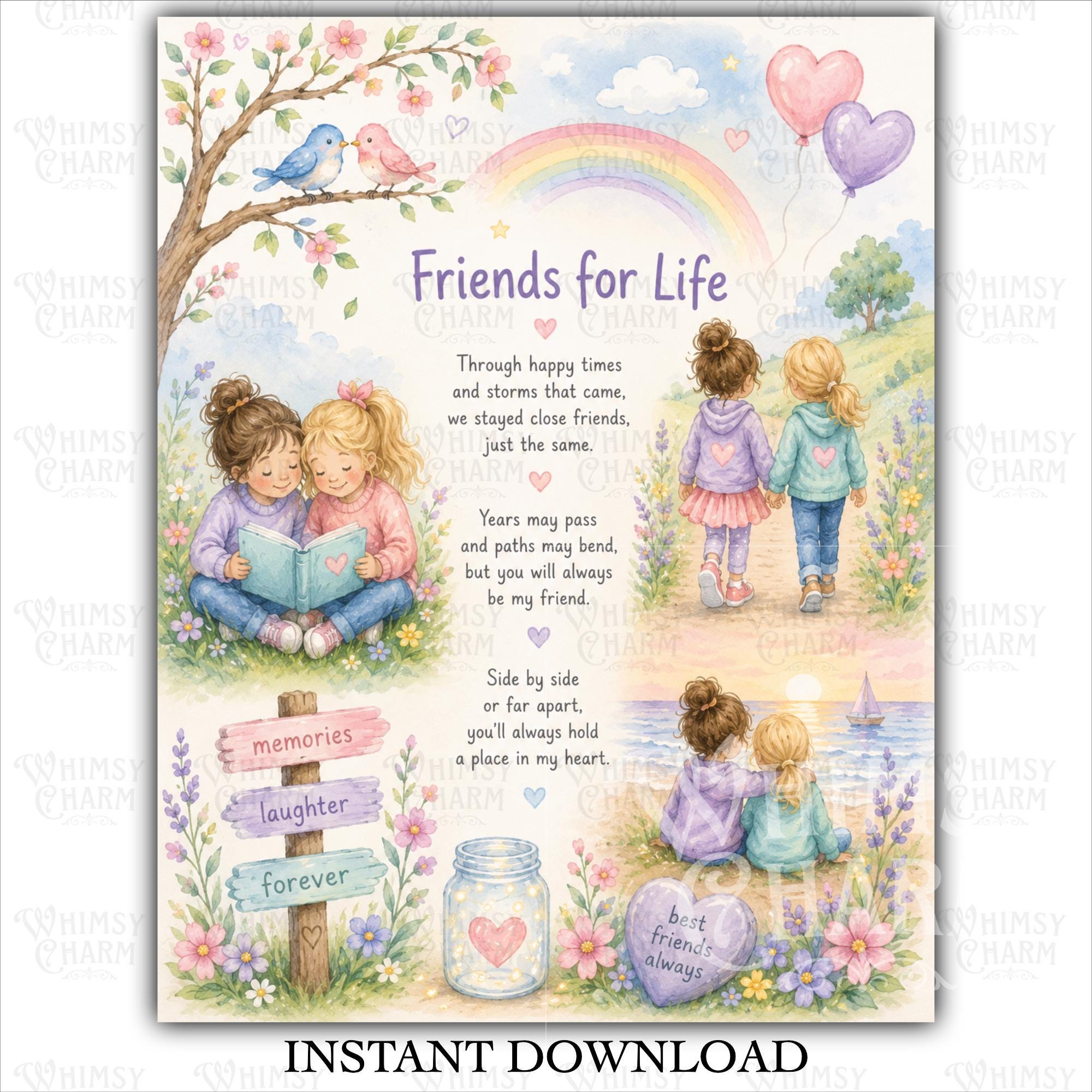 Sentimental Drawing Friend Friendship Poem Printable, Friend Quotes Poetry Clipart, Friends for ...
