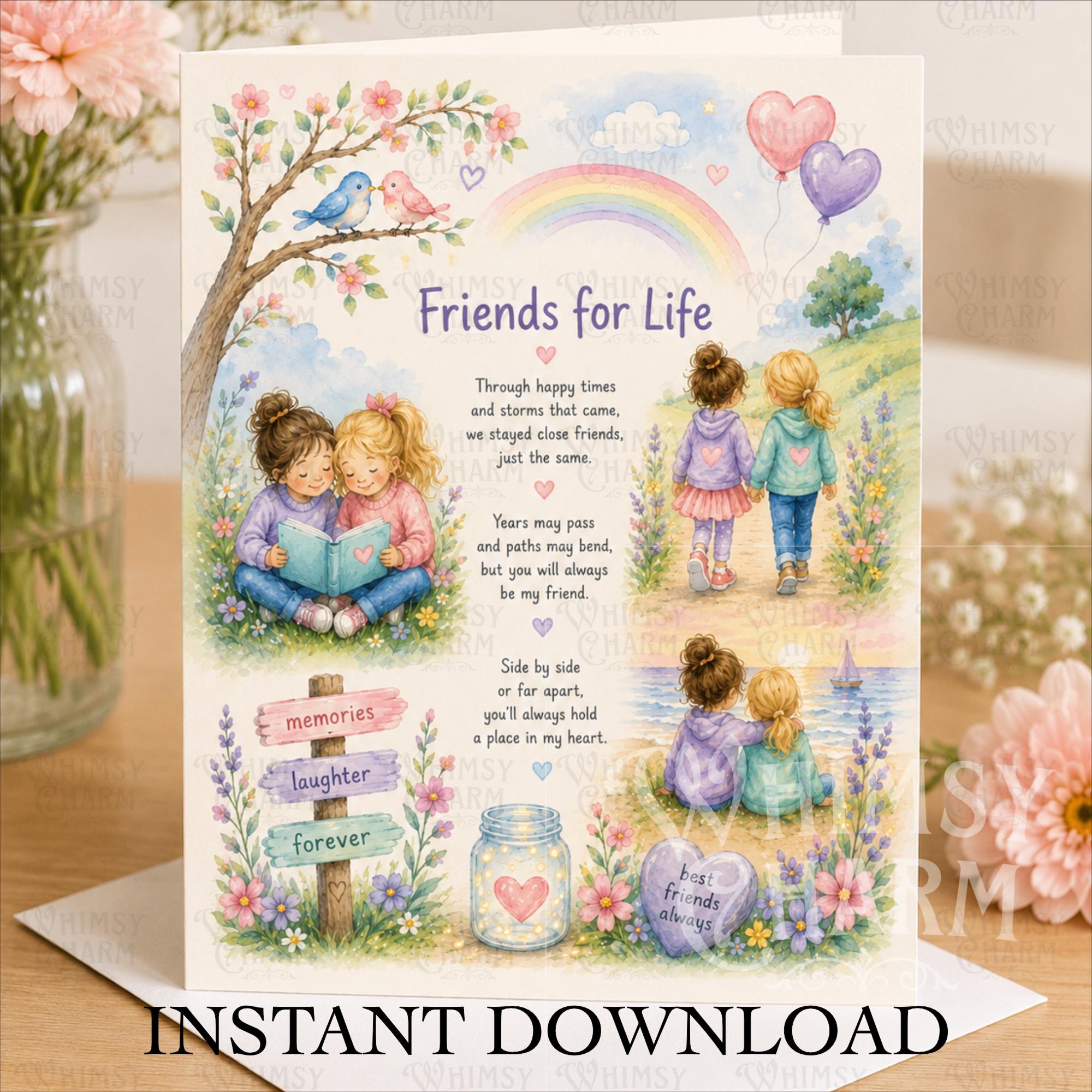 Sentimental Drawing Friend Friendship Poem Printable, Friend Quotes Poetry Clipart, Friends for ...