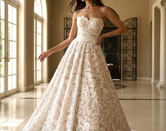 Luxury Ball Gown Wedding Dress, Romantic Princess Bridal Gown, Wildflower Bride
