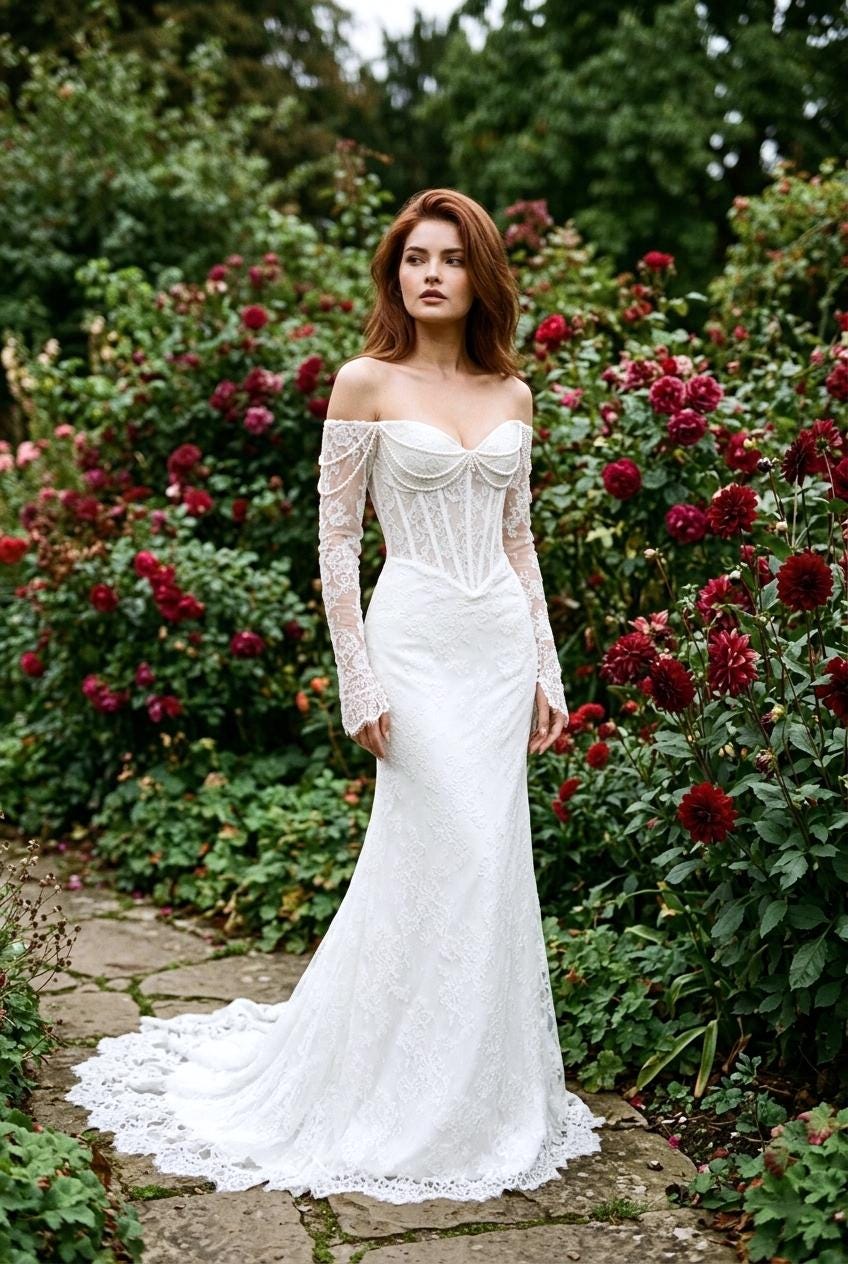 mermaid prom dresses with lace sleeves Black Lace 3D Rosette Mermaid Sheer Long Sleeves Prom Dress main image 1