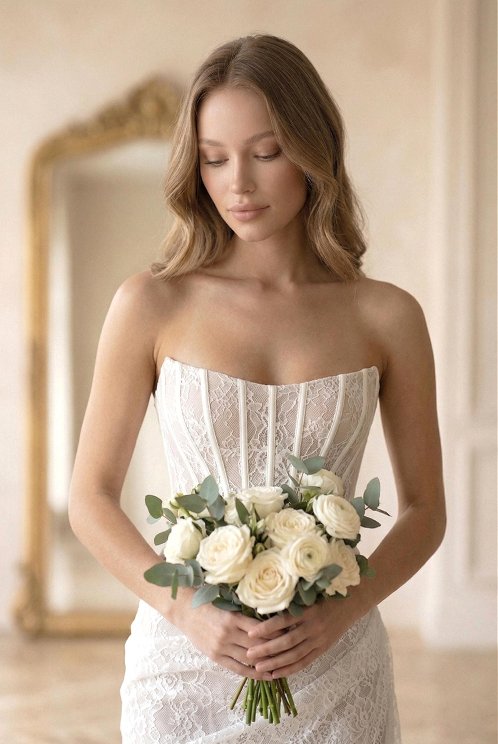 corset elopement dress Elopement A-Line Boho Lace Split Front Summer Wedding Dress Beach Modern Sexy Straps Corset Back Bridal Gown