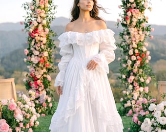 Cottagecore Wedding Dress | Prairie Bride Ruffle Gown | Boho Fairytale Custom Wildflower