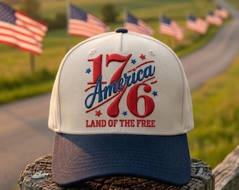 1776 America Hat, Embroidered Patriotic Cap, Land of The Free Dad Hat, USA Gift