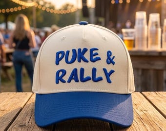 Embroidered Puke & Rally Hat, Funny Cap, Party Dad Hat, Sarcastic Drinking Gift