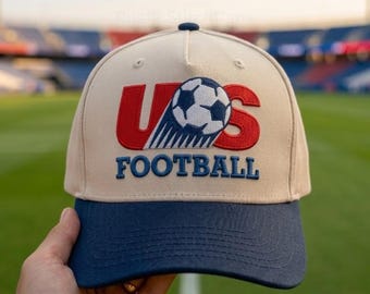 Vintage US Soccer Embroidered Hat, Retro 90s Trucker Cap, American Football Hat, Gameday Sports Gift