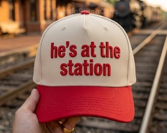 Embroidered He's At The Station Cap, Firefighter Wife Hat, Wee Woo Wife Hat, Fire Wife Hat, Gift for Firefighter Wives