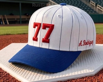Custom Embroidered Pinstripe Baseball Cap Personalized Number Name Hat Sports Team Gift for Baseball Players Coaches