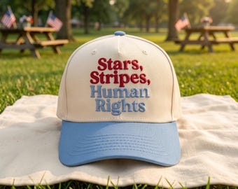 3D Puff Stars Stripes Human Rights Embroidered Hat, Progressive Patriotic Cap, 4th of July Dad Hat