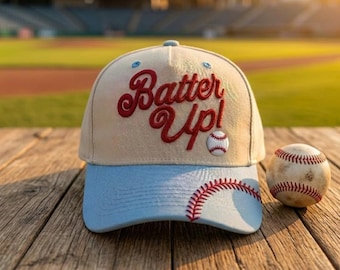 3D Puff Batter Up Embroidered Hat : Baseball Gameday Sports Gift for Her or Him