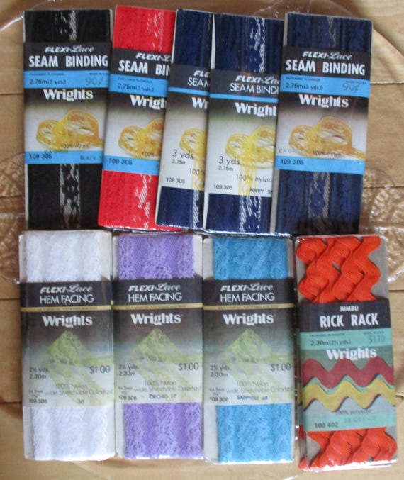 Sewing Supplies Wrights 19 Packages Jumbo Rick Rack Hem Facing Bias