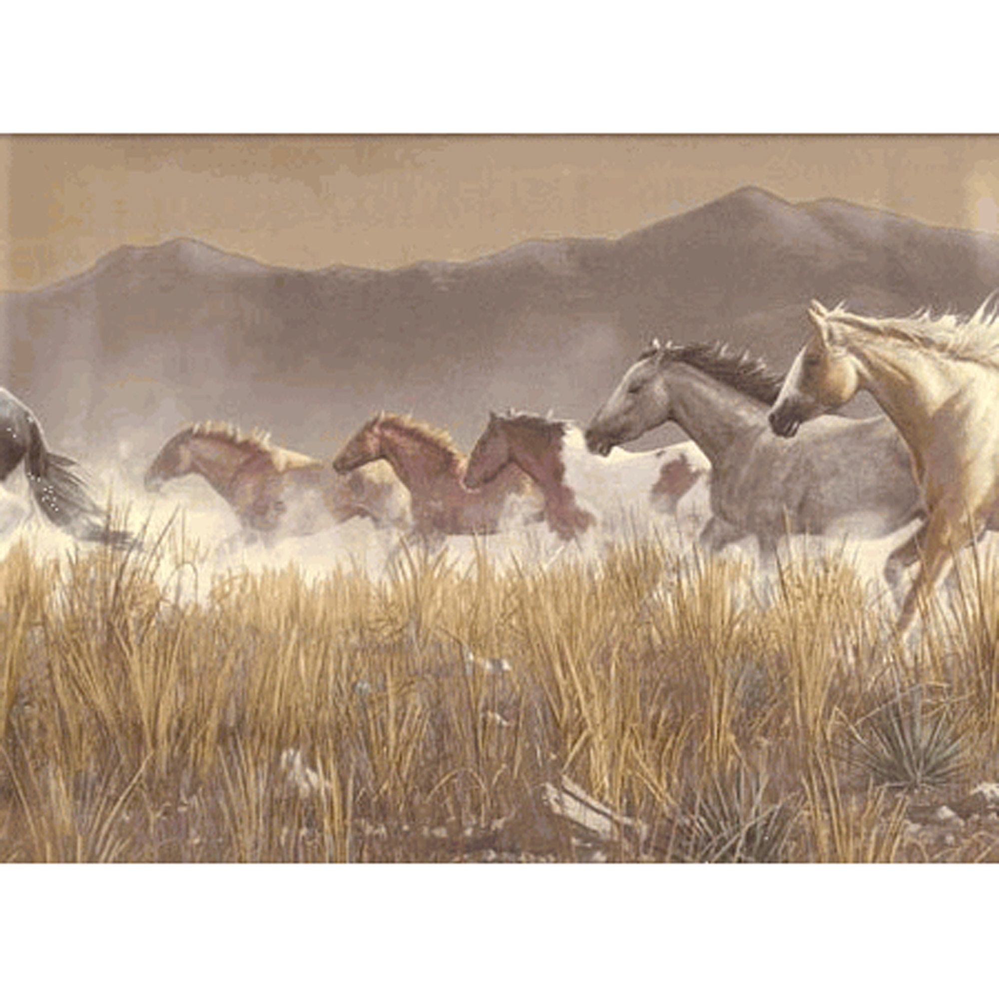 Reserved for Christina - Seabrook Designs Wild Horses, Hautman Brothers Views of Nature, Pattern HG519B, 10 1/4" x 5 Yds, Vinyl Pre-pasted