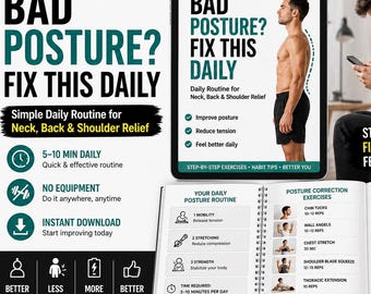 Posture Correction Routine – Neck, Back, Shoulder Pain Relief (PDF Guide)