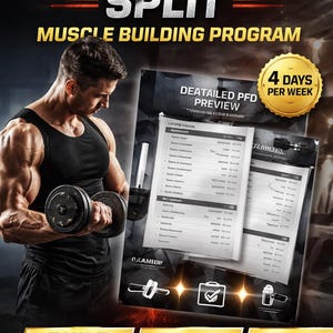 Upper Lower Split Workout Plan PDF | Muscle Building Program | 4 Day Gym Routine