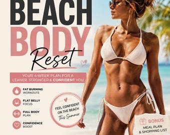 Strandlichaam reset pdf | 4 weken body-workoutplan voor de zomer | Gids voor platte buik en zelfvertrouwen