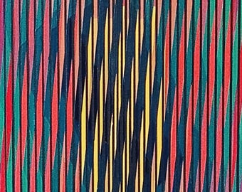 Op Art Optical Illusion Painting, Geometric Abstract Acrylic Wall Art, Modern Decor