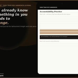 Dark Triad Self-Awareness Journal | Behavior Change Workbook | Manipulation, Narcissism, Accountability