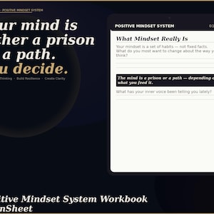 Positive Mindset System – Rewire Your Thinking & Build Resilience | Mindset Workbook, Journal, PDF Planner | Printable PDF