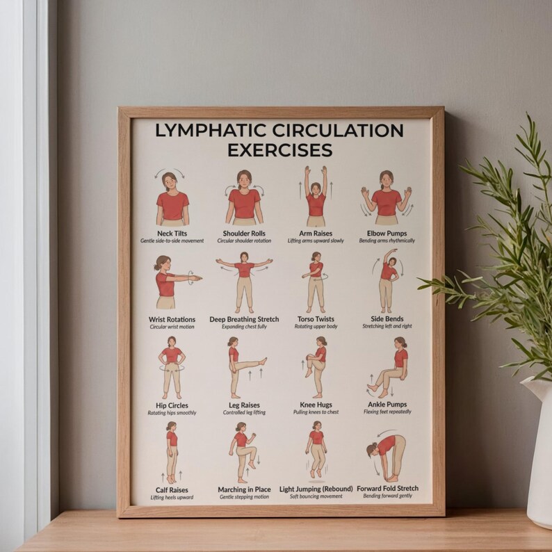 Lymphatic Exercise Chart | Hand Self Massage and Breathing Exercises ...