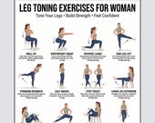 Leg Toning Workout Poster ,Women Lower Body Exercises Chart , Printable Fitness Wall Art home , Instant Download