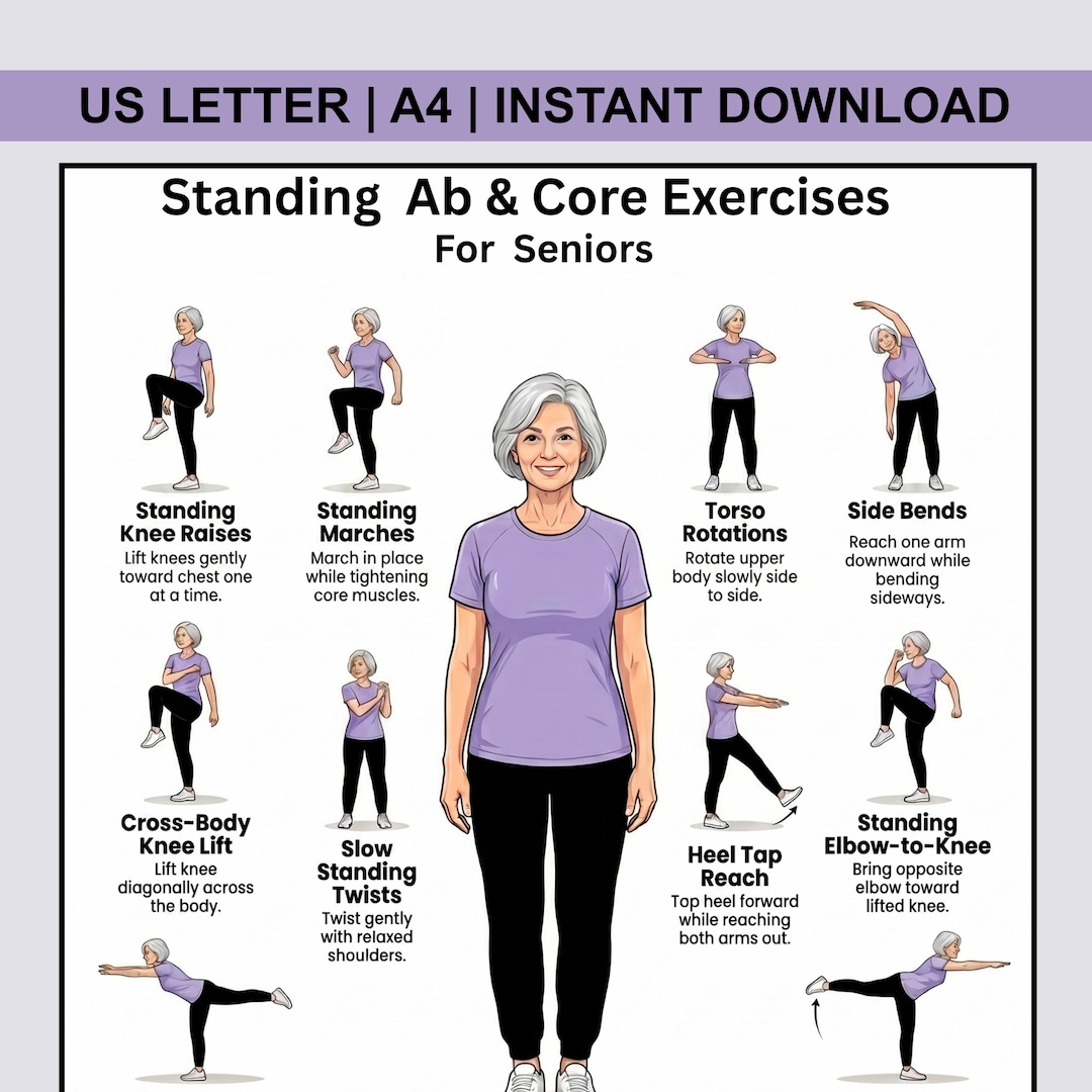 Standing Ab and Core Exercises for Seniors | Gentle Fitness Routine for ...