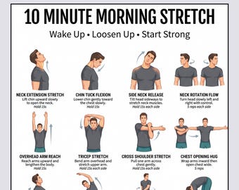 10 minuters morgonstretchträning, stretchövningar för hela kroppen, dagliga stretchövningar hemma, skonsamt morgonträning