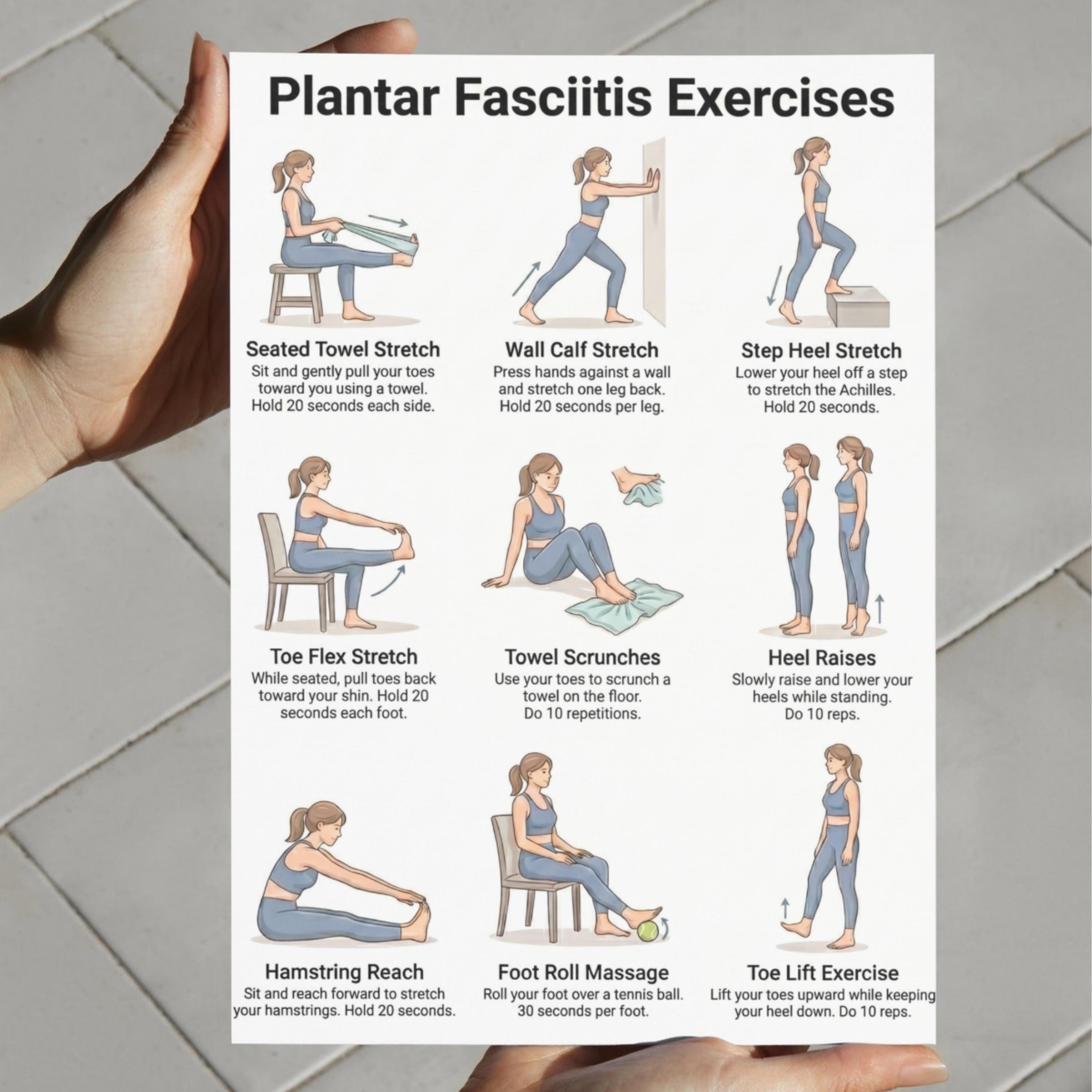 Plantar Fasciitis Exercises | Printable Foot and Heel Stretching ...