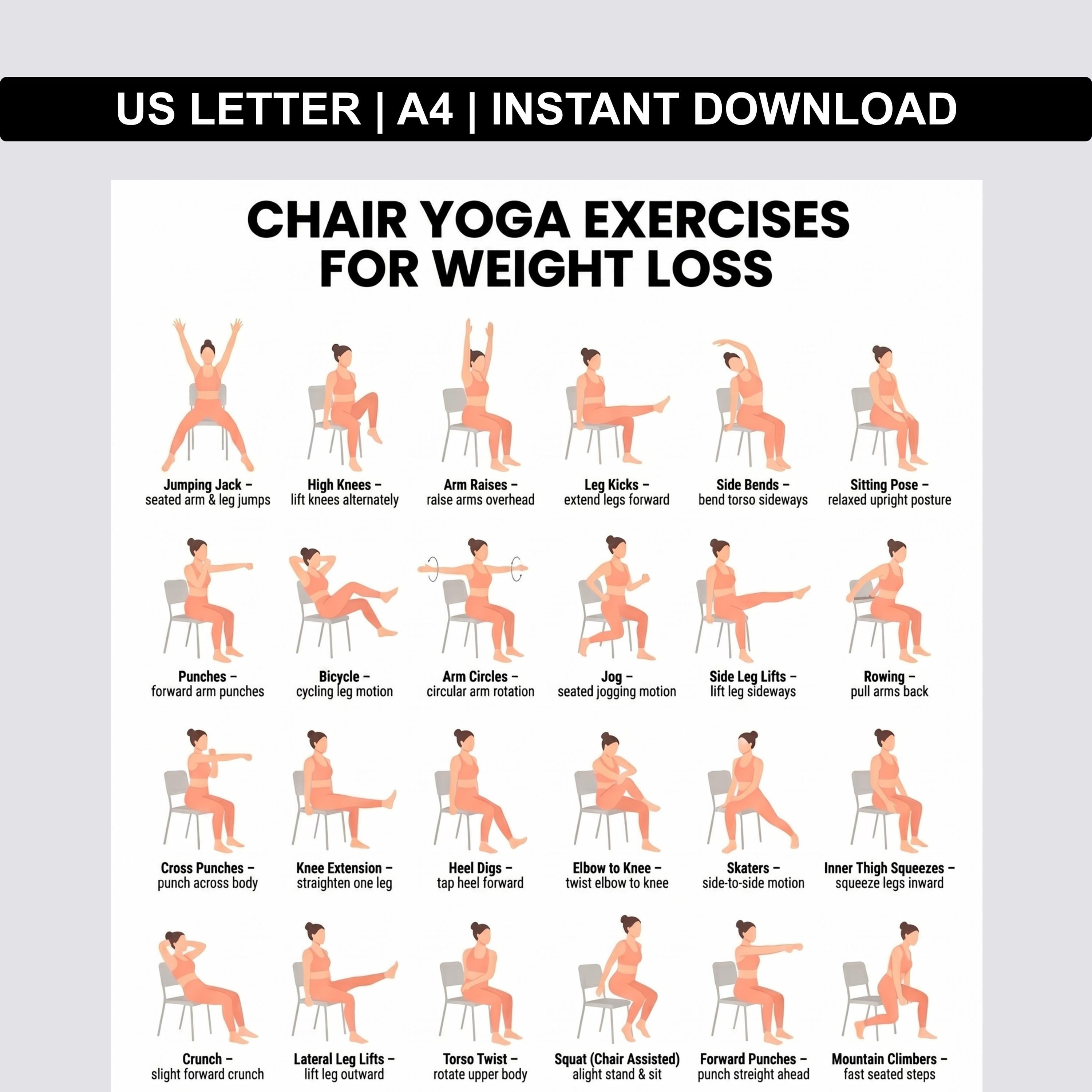 Seated Yoga Routine Chair Yoga Exercises Chart: 28-day Seated Workout (digital Download) - Etsy